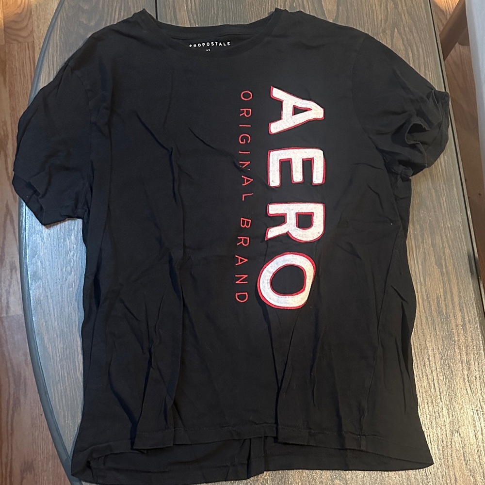 Black T-Shirt with White and Red Lettering